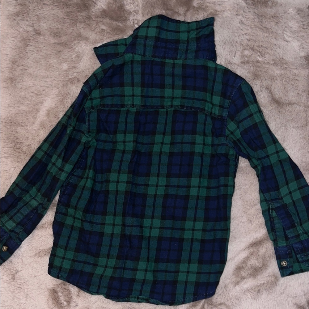 Carter's Kids Green and Blue Plaid Button-Down Shirt - Picture 3 of 3
